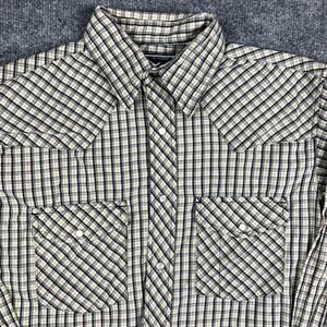 Williams Bay Shirt Mens Medium Beige Plaid LongSleeve Western Pearl Snap‎